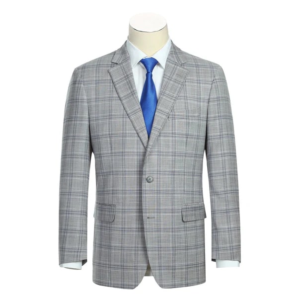Renoir Clothing - Renoir Suit - Renoir Fashion - Stretch Performance 2-button Classic Fit Grey Check Renoir Suit - Coat Size 38