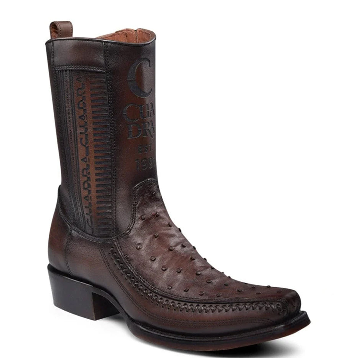 Brown Ostrich Zipper Boot - EE