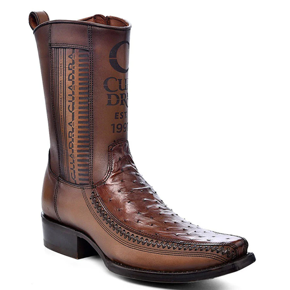 Honey Ostrich Zipper Boot - EE