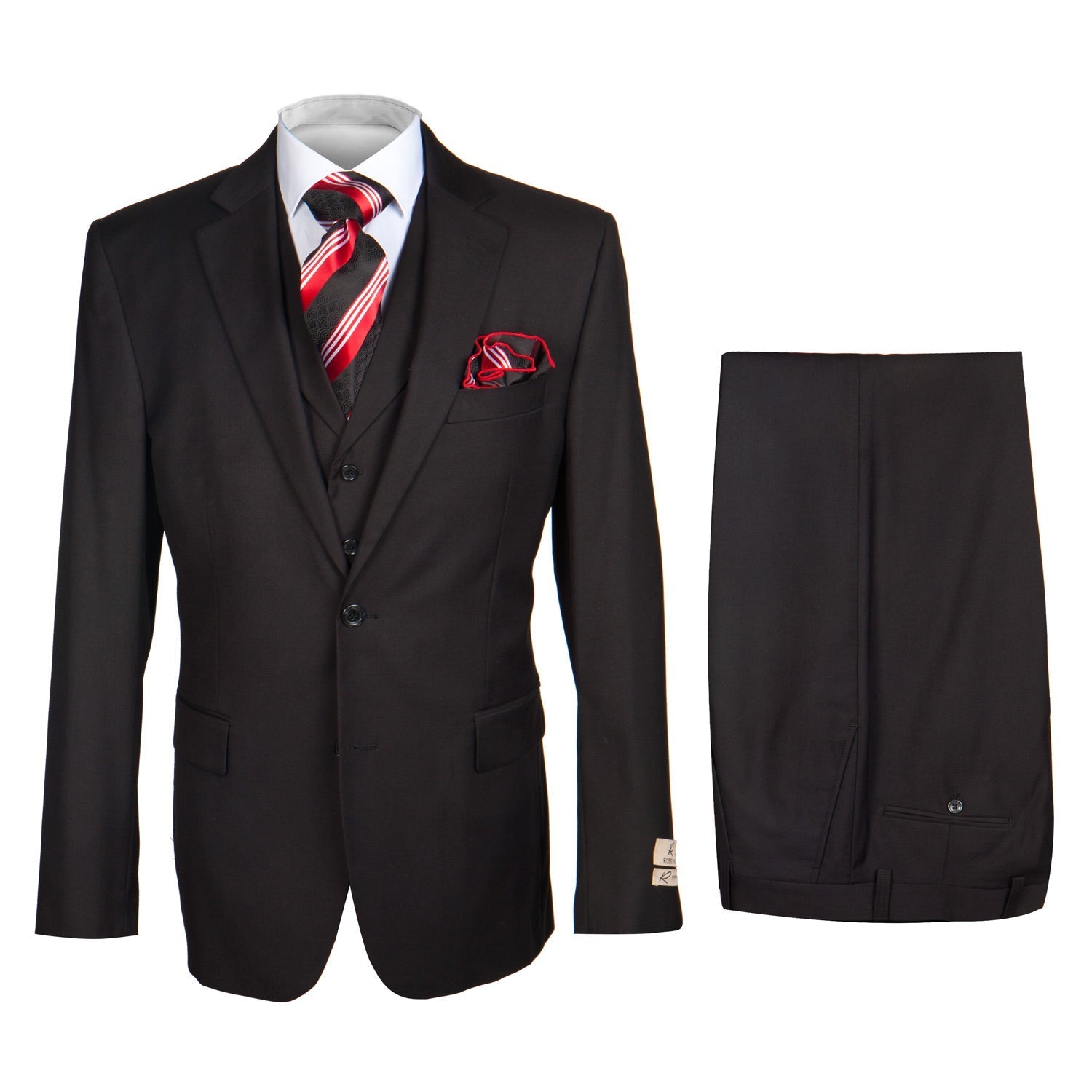 Black 3-Piece Suit for Men – Rossi Man CYRUS RM101 with Classic Styling - 38R