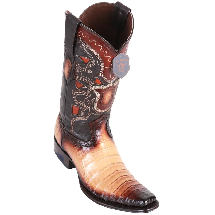 Los Altos Boots - Mens Dress Cowboy Boot - Low Priced Caiman Boots European Toe- in Faded Oryx - 6