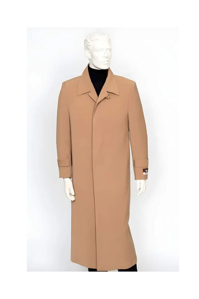 men's Camel 4 Buttons Full Length All Weather Coat Duster Maxi Coat