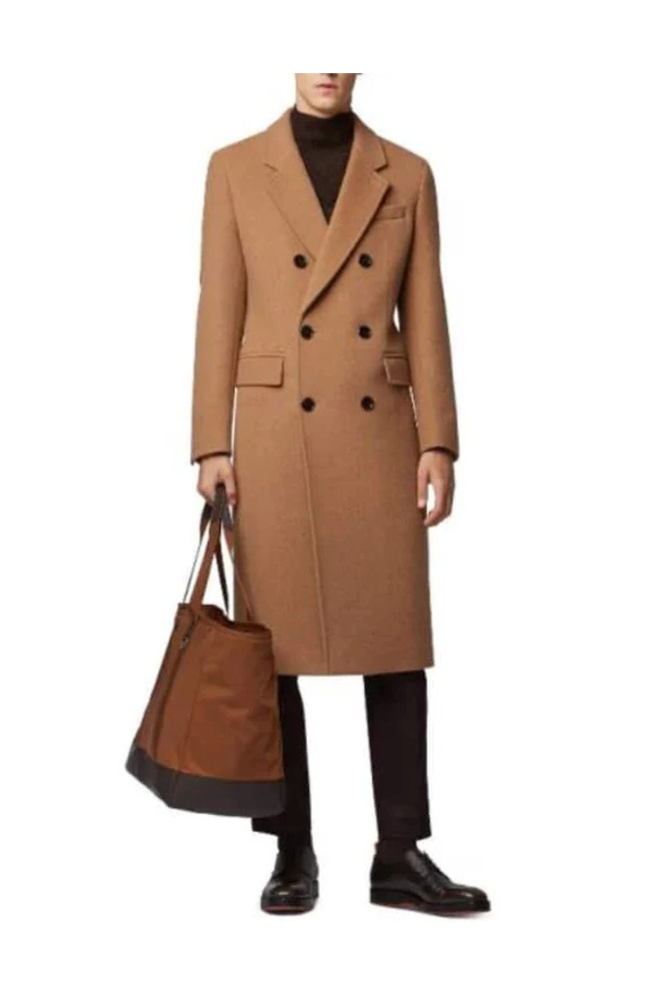 Black  White Coat Men's Big and Tall Long Men's Dress Topcoat -  Winter coat