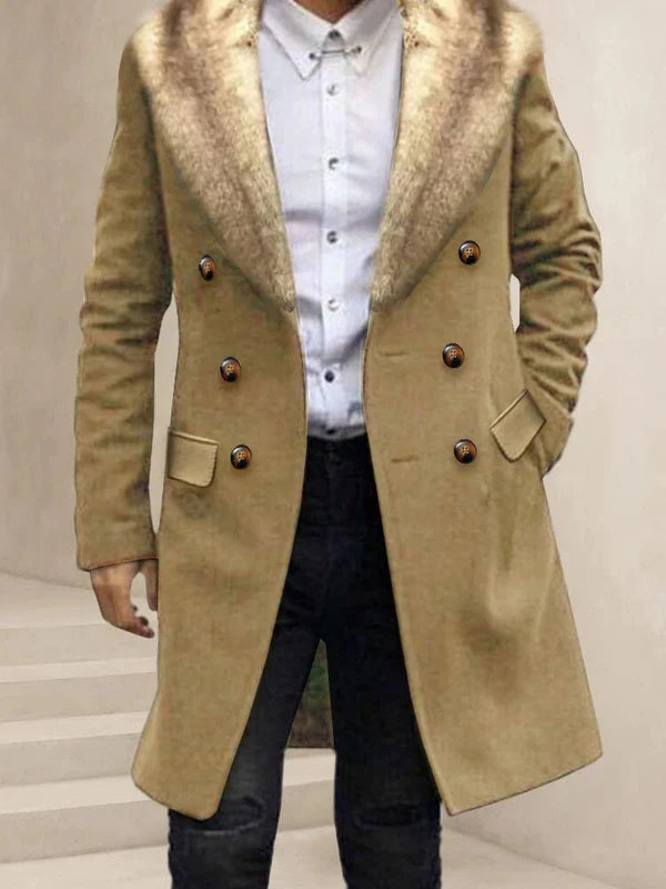 Camel coat with fur collar sales