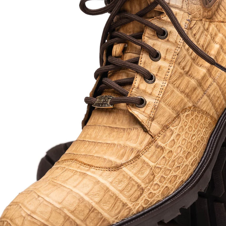 Marco Di Milano Leoni Men's Shoes Oil Orix Genuine Caiman Crocodile Leather Rugged Boots - 8.5