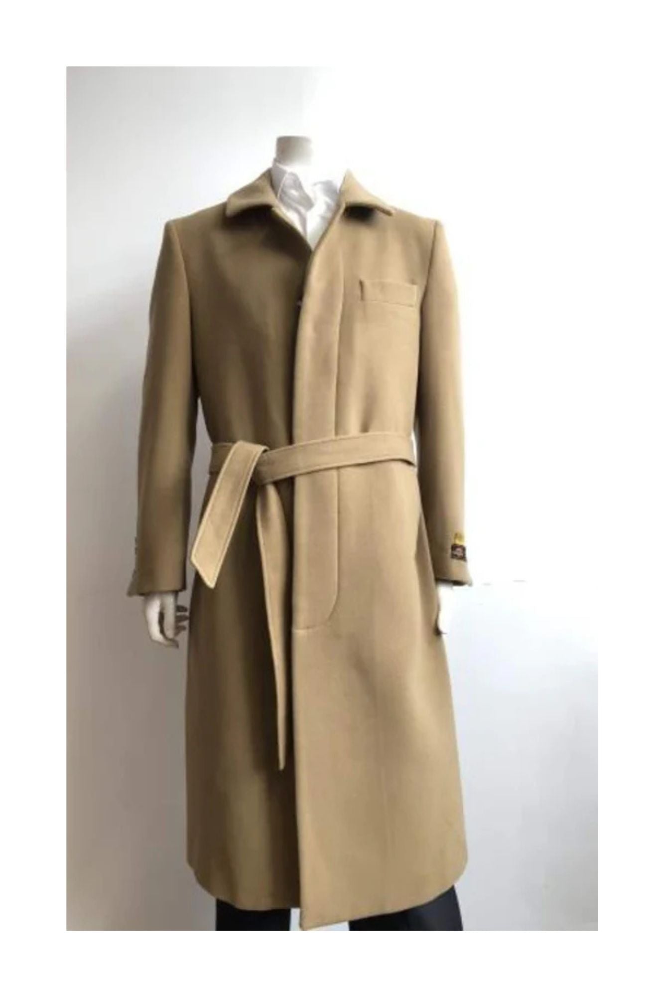 Aero Dark color Very Dark Grey Almost Black Full Length Wool fabric Blend Long men's Dress Topcoat - Winter coat men's Overcoat - Coat Size 38