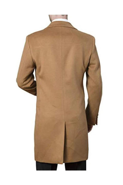 men's Modern Fit Polyester ~ Viscose ~ Spandex Camel Long men's Dress Topcoat - Winter coat