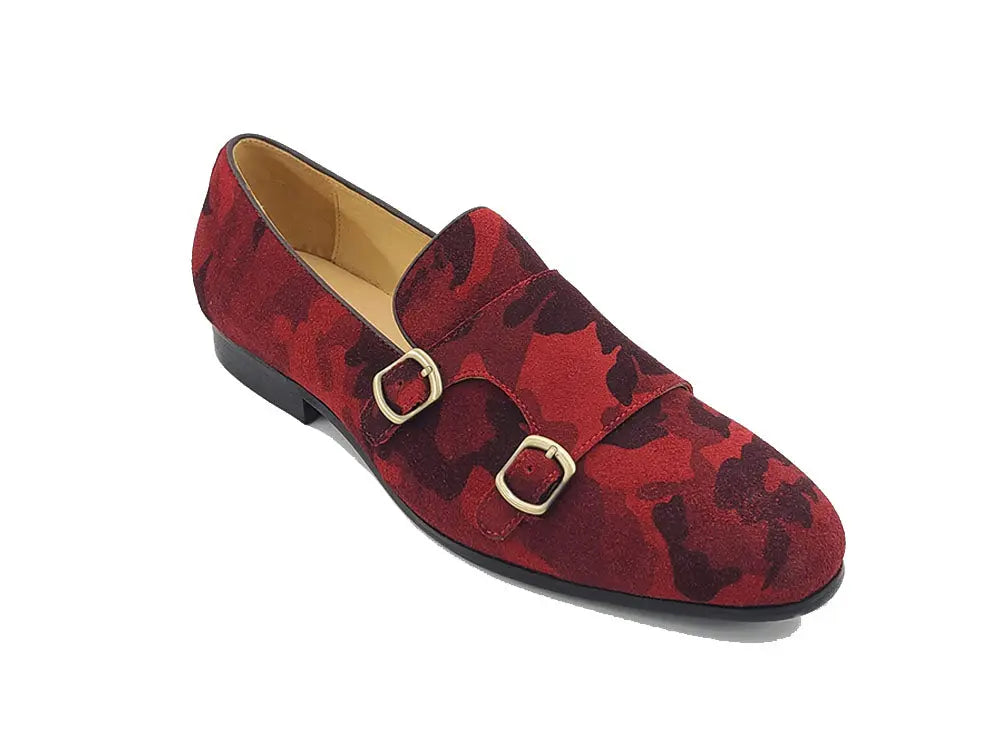Camo Suede Double Monk Straps Slip-on - 9