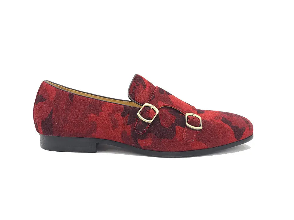 Camo Suede Double Monk Straps Slip-on - 9