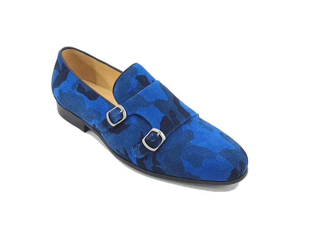 Camo Suede Double Monk Straps Slip-on - 9
