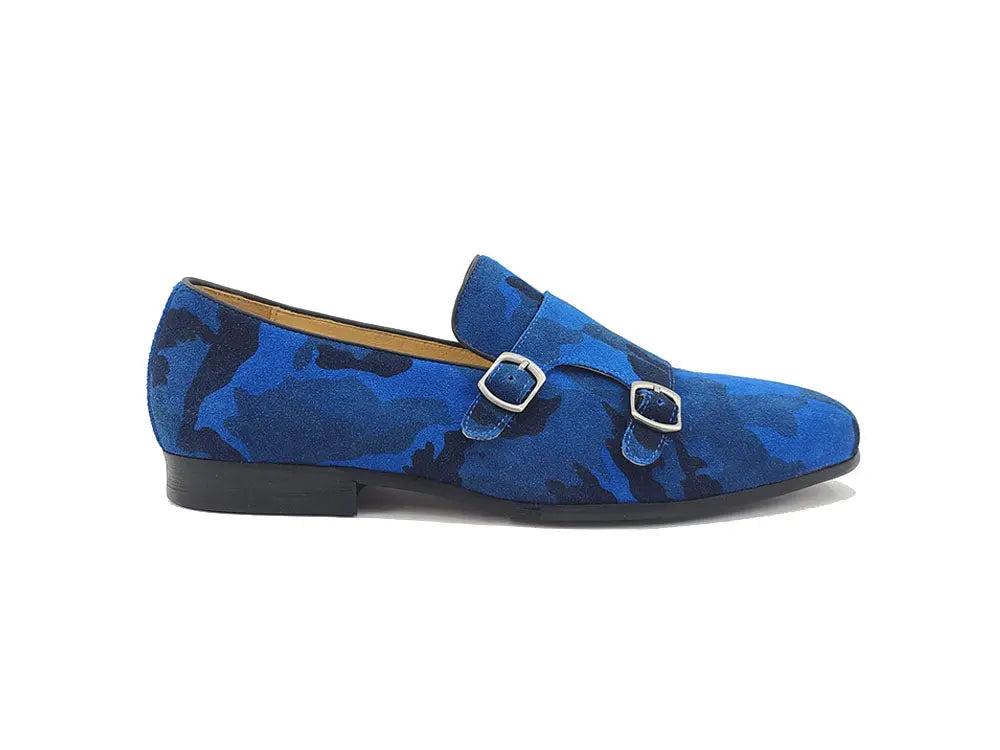 Camo Suede Double Monk Straps Slip-on - 9