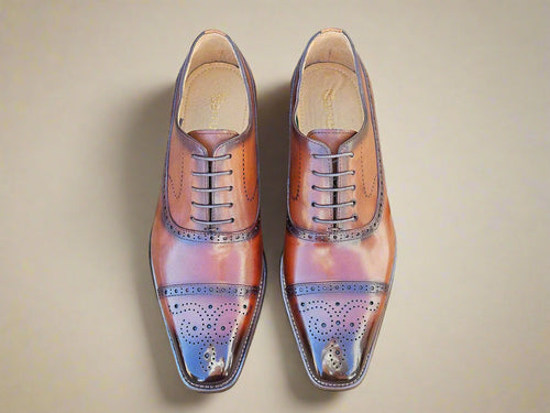 Carrucci Cap Toe Lace-up in Leather Sole