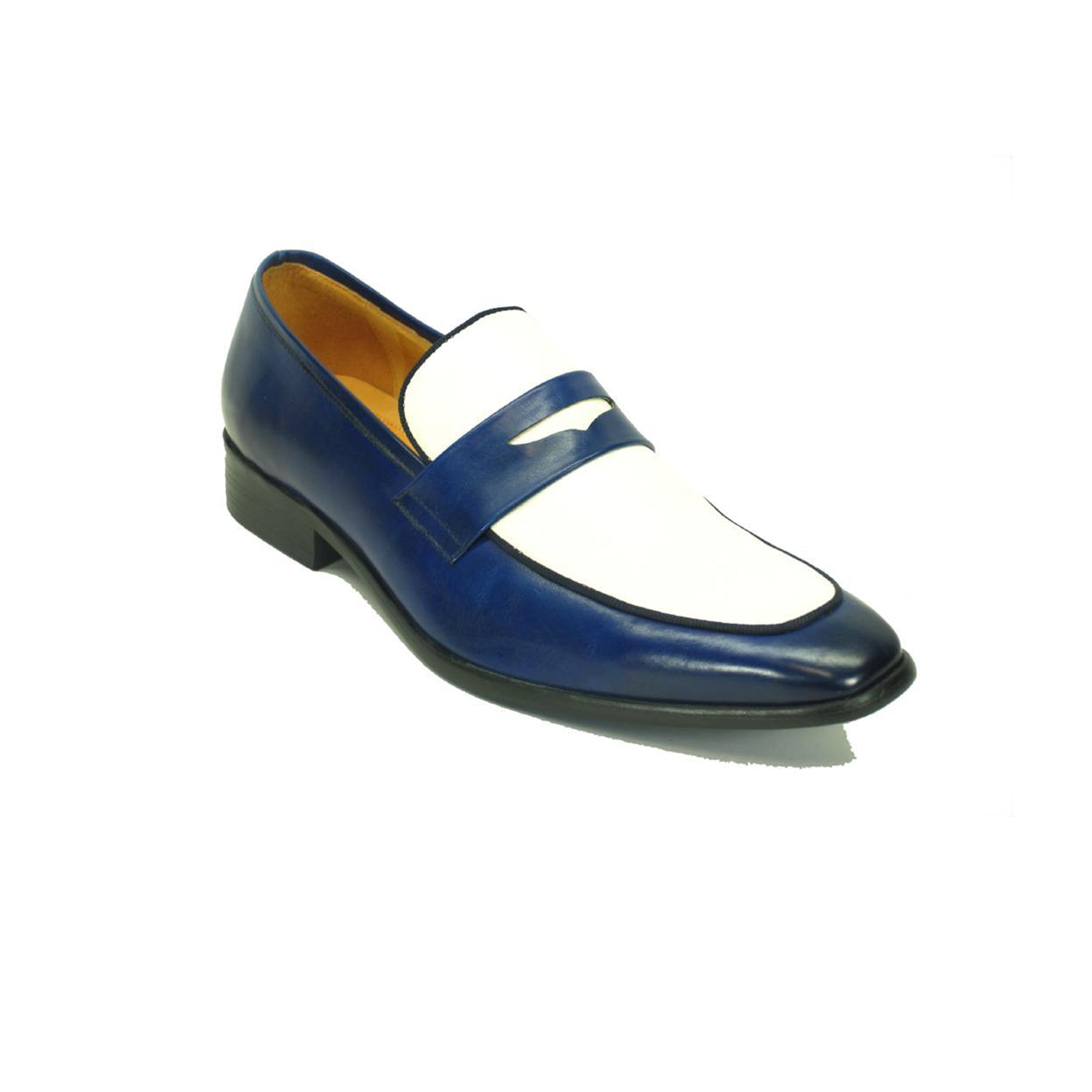 Mens Carrucci Two Tone Penny Loafer Dress Shoe in Brown & Bone - 7