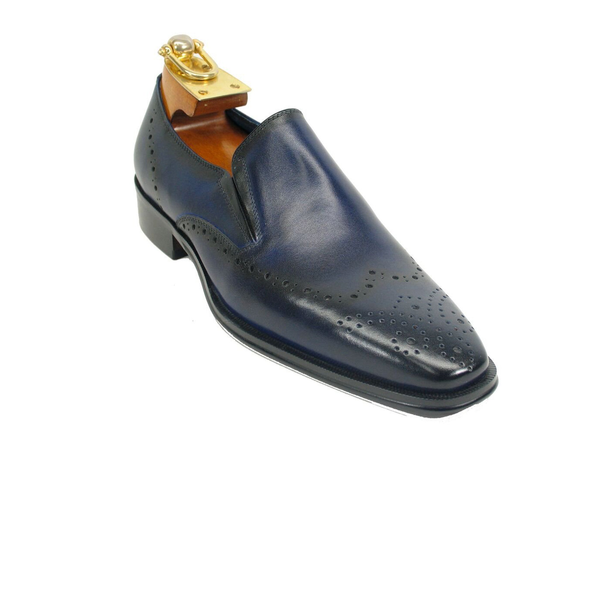 Mens Two Tone Leather Loafer Dress Shoe in Black & Burgundy - 8.5