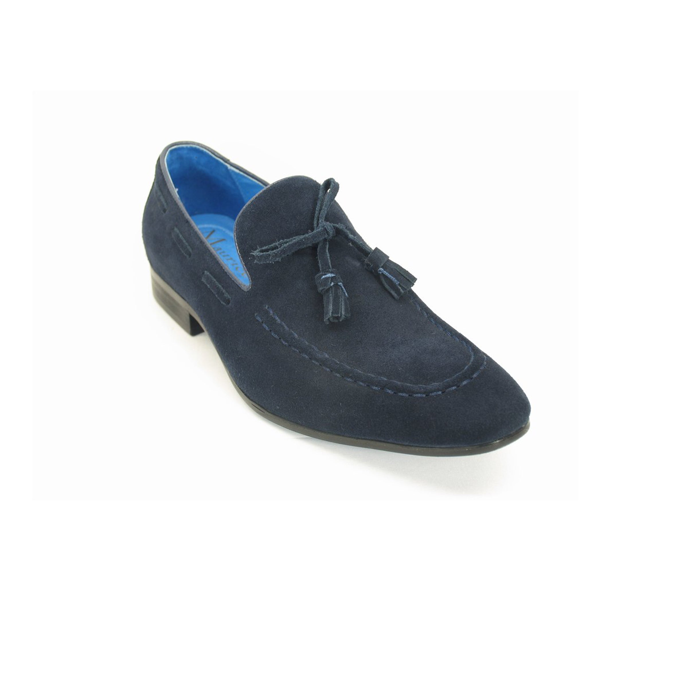 Mens Suede Tassel Loafer Dress Shoe in Black - 7