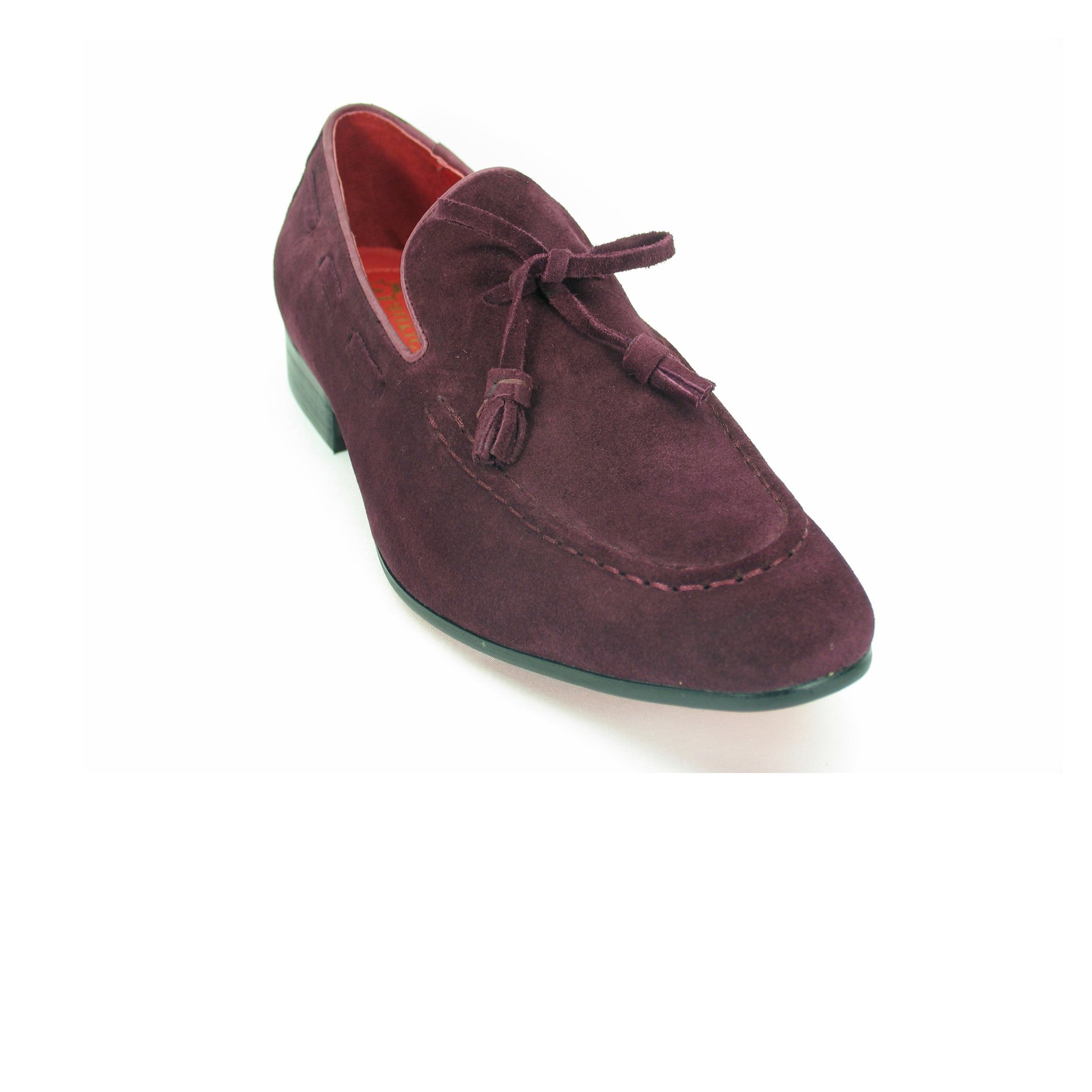 Mens Suede Tassel Loafer Dress Shoe in Black - 7