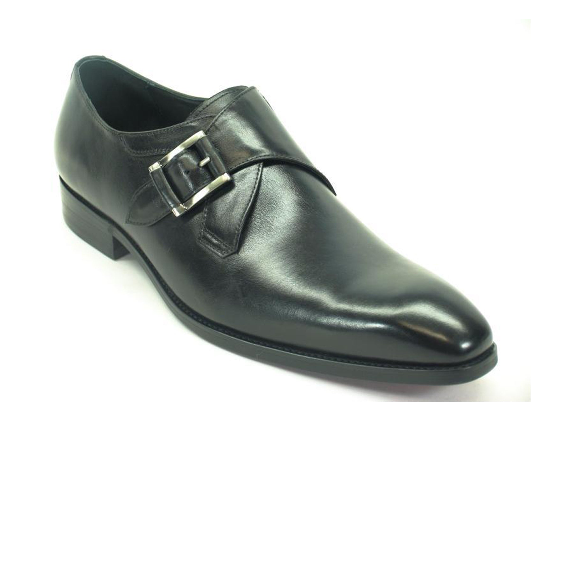 Mens Carrucci Classic Leather Fade Single Buckle Monk Strap Dress Shoe in Cognac - 7.5