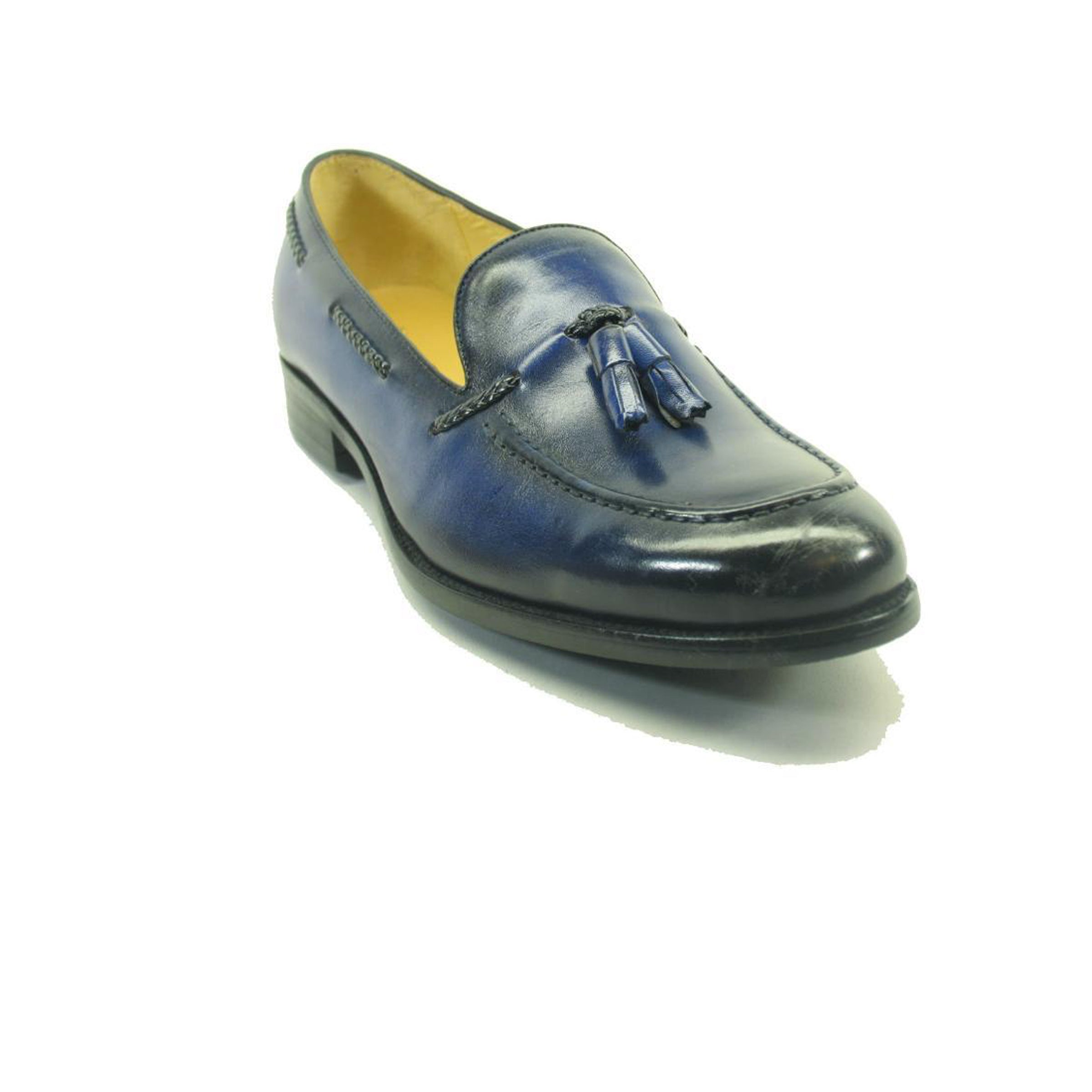 Mens Carrucci Timeless Leather Tassel Loafer in Navy - 7.5