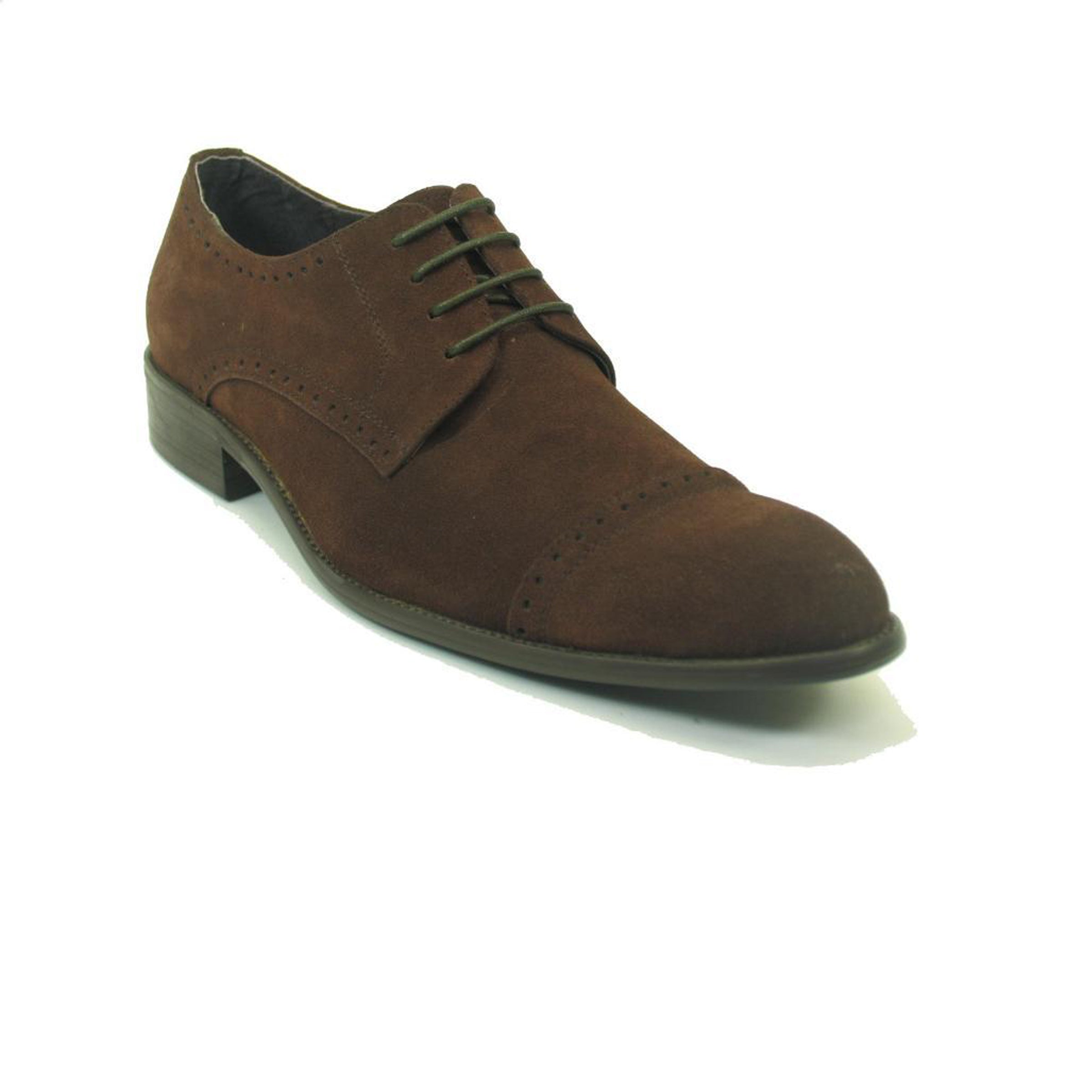 Mens Carrucci SuedeCap Toe Lace Up Dress Shoe in Brown - 7.5