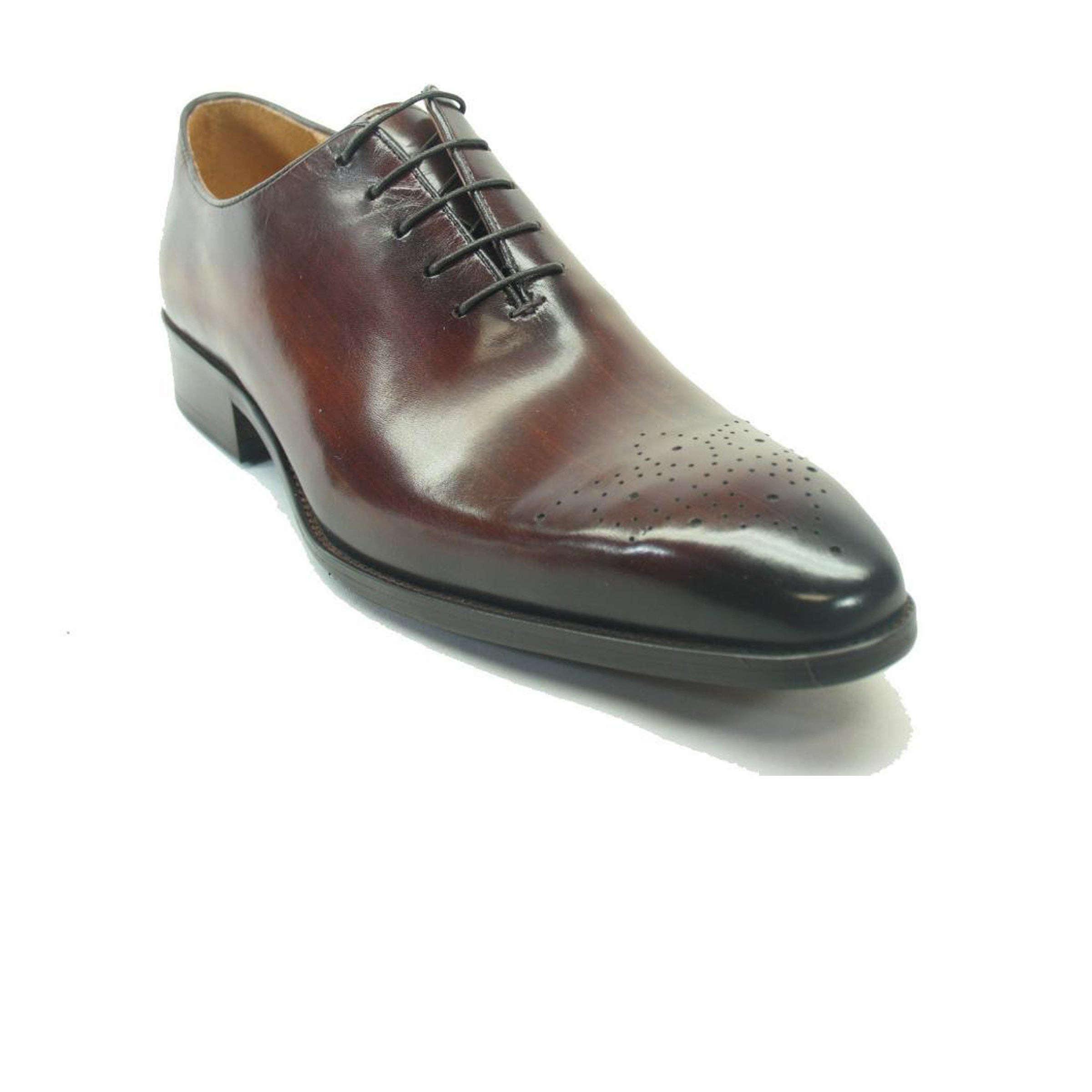 Mens Carrucci Plain Toe Medallion Dress Shoe in Cognac - 7.5