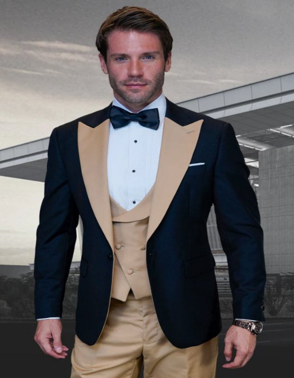 Mens Champagne 3 PC Modern Fit Tuxedo - Coat Size 38