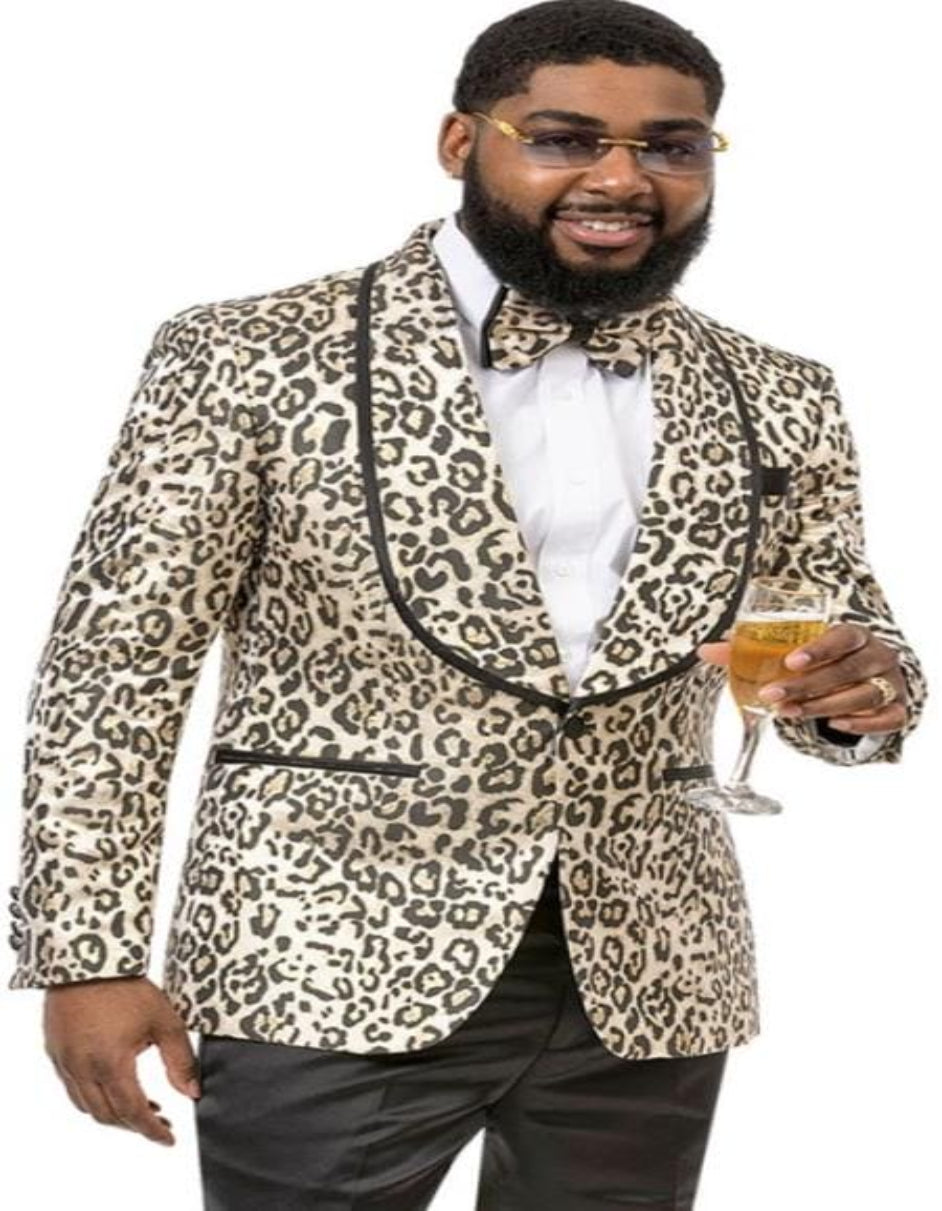 Champagne Color Suit - Champagne Wedding Tuxedo Leopard - 40 Short Jacket+34 Waist Adjust 30to36)(Height: 5 4 to5 7 )(Neck 15.5-17)M