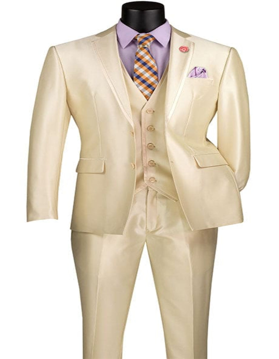 Champagne Color Suit - Champagne Wedding Tuxedo - 38 Short Jacket+32 Waist Adjustable 28to34)(Height: 5 4 to5 7 )(Neck 15-16.5)S-M)