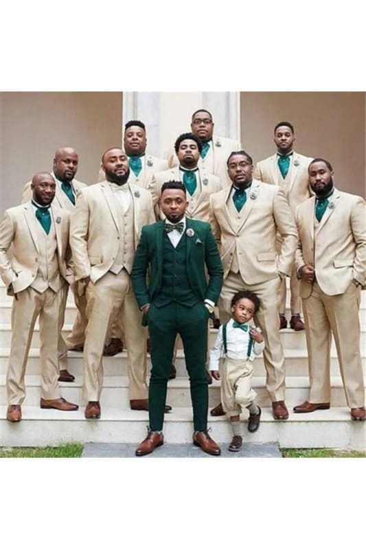 Brayden Light Champagne Notched Lapel Best Fitted Wedding Groomsmen Suit - Coat Size 38