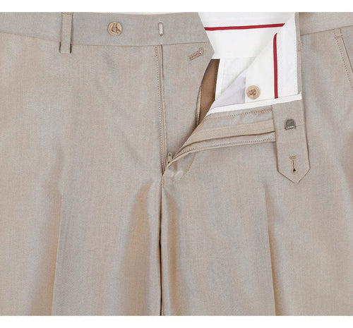 Cheap Priced Suit - Mens Basic Two Button Classic Fit Suit With Optional Vest In Shiny Champagne Tan Sharkskin