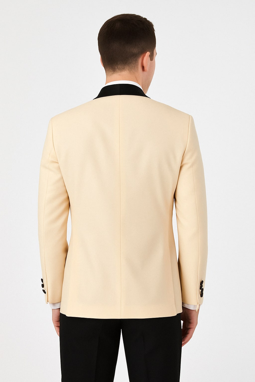 Mens Champagne Light Tan Tuxedo Jacket with Black Shawl Lapel – Classic One-Button Formal Dinner Jacket - Nude Color - 34 Short or Extra Small