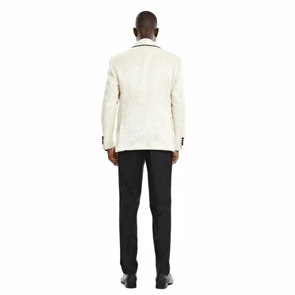 Knot Side Textured Paisley 2pc Tuxedo, Champange - 38 Short Jacket+32 Waist Adjustable 28to34)(Height: 5 4 to5 7 )(Neck 15-16.5)S-M)