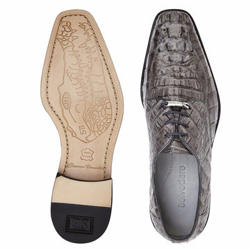 Men's Belvedere Chapo Hornback Caiman Crocodile Dress Shoe in Grey - 10-M