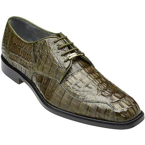 Belvedere Chapo Olive All-Over Genuine Hornback Crocodile Shoes - 6