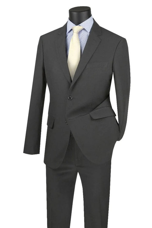Cheap Priced Suit - Mens Modern Fit Two Button Poplin Charcoal Suit