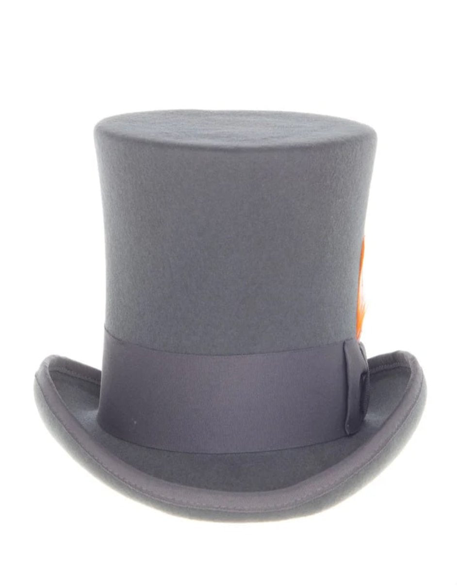 Victorian Steampunk Top Hat - 1800 19th Century - Dressy Loden Felt Top Charcoal Grey Hat - S
