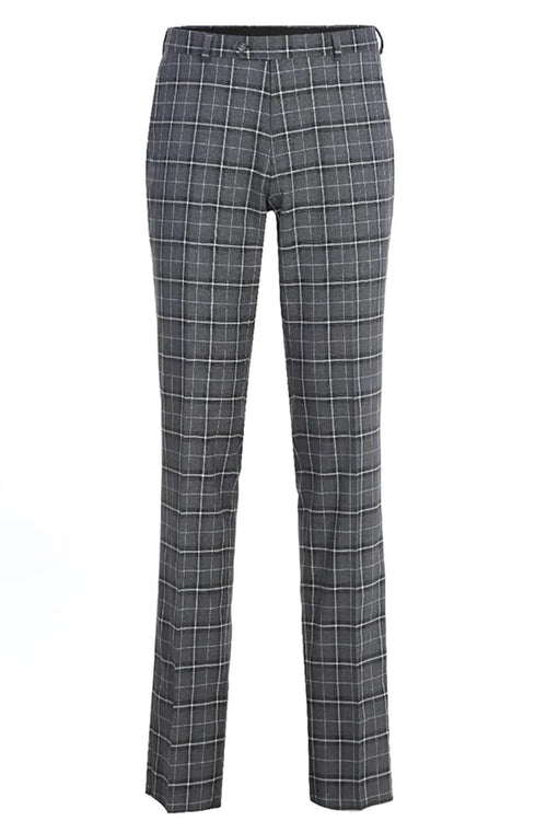 Cheap priced Suit - Mens Two Button Slim Fit Two Piece Charcoal Grey Bold Suit Windowpane Plaid