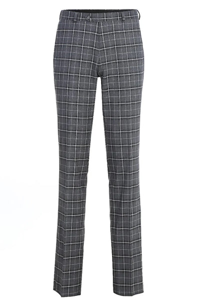 Cheap priced Suit - Mens Two Button Slim Fit Two Piece Charcoal Grey Bold Suit Windowpane Plaid