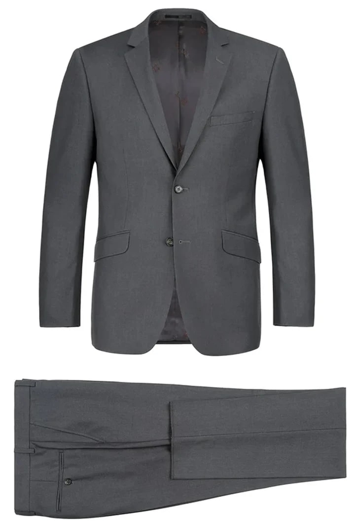 Cheap Priced Suit - Mens Basic Two Button Slim Fit Charcoal Grey Suit With Optional Vest