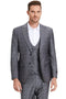Cheap priced Su - Men's Two Button Vested Peak Lapel Sharkskin  Charcoal Grey Suit  Windowpane Plaid