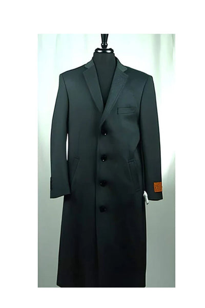 4 Button Wool Blend Dark Charcoal Grey Bravo Top Overcoat