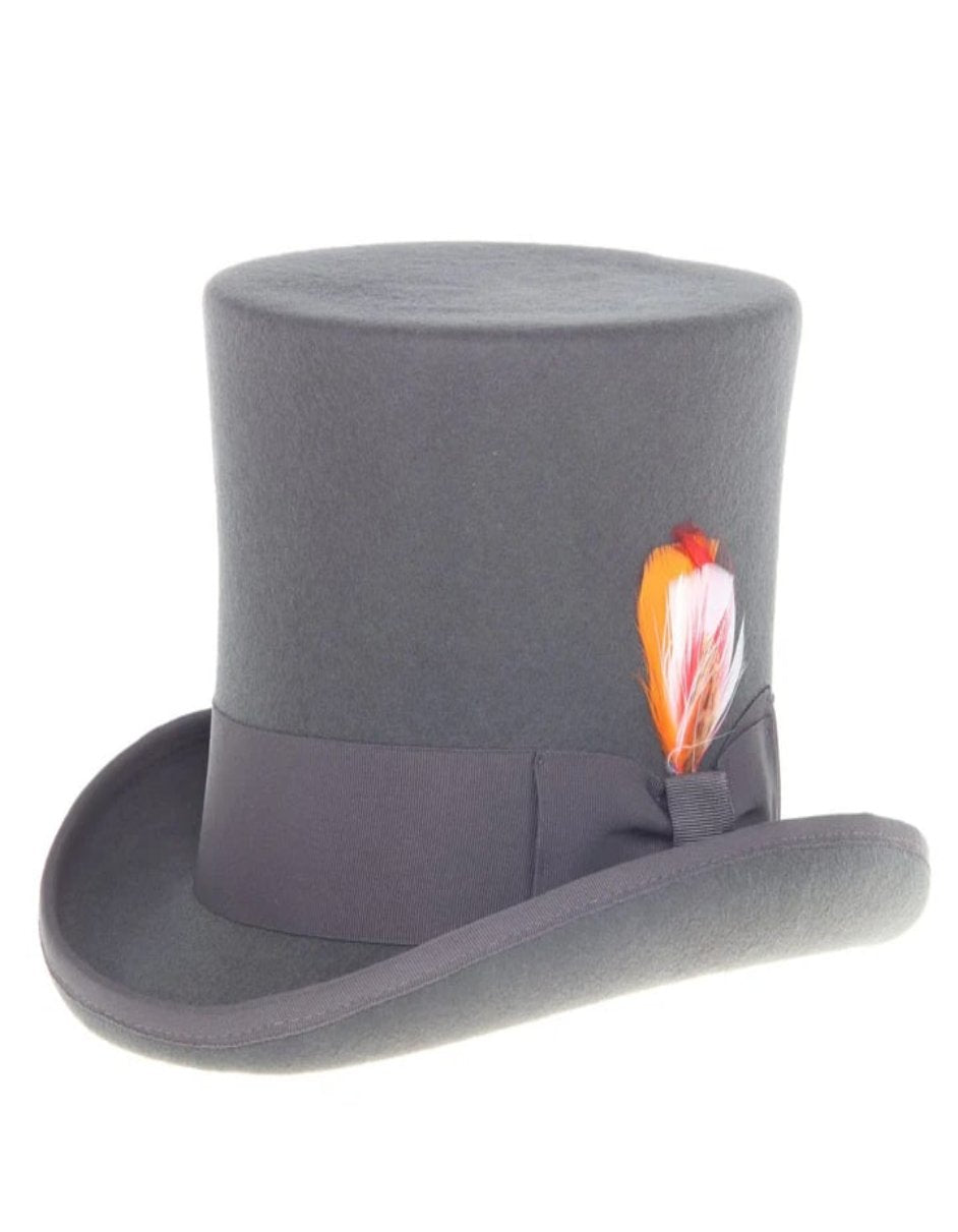Victorian Steampunk Top Hat - 1800 19th Century - Dressy Loden Felt Top Charcoal Grey Hat - S