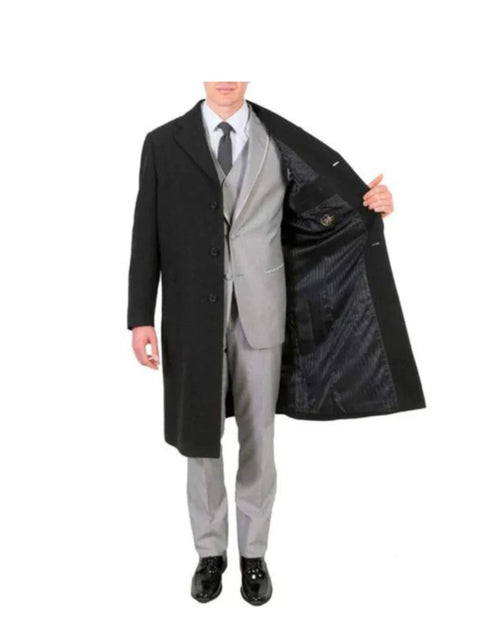 3 Button Wool/Poly Dark Charcoal Overcoat With Slanted Pockets