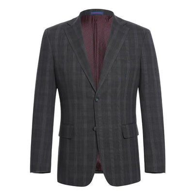 Designer Brand - Stretch Performance Single Breasted Slim Fit Charcoal Plaid