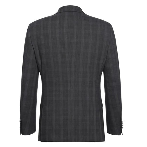 Designer Brand - Stretch Performance Single Breasted Slim Fit Charcoal Plaid