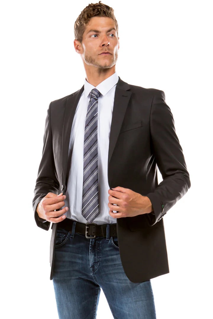 Cheap Suit - Men's Designer Suit Separate Charcoal Jacket - 38 Short Jacket+32 Waist Adjustable 28to34)(Height: 5 4 to5 7 )(Neck 15-16.5)S-M)