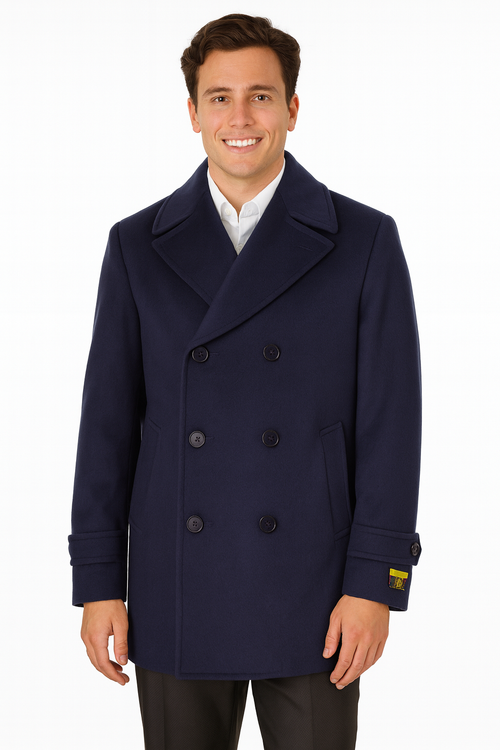 Big & Tall Men's Wool Peacoat Classic Double Breasted Overcoat
