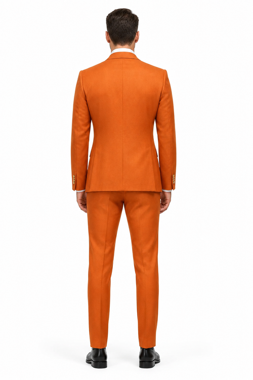 Rossiman Men's Rust Slim Fit Suit 3-Piece Set with Double-Breasted Vest & Flat Front Pants - New Arrival