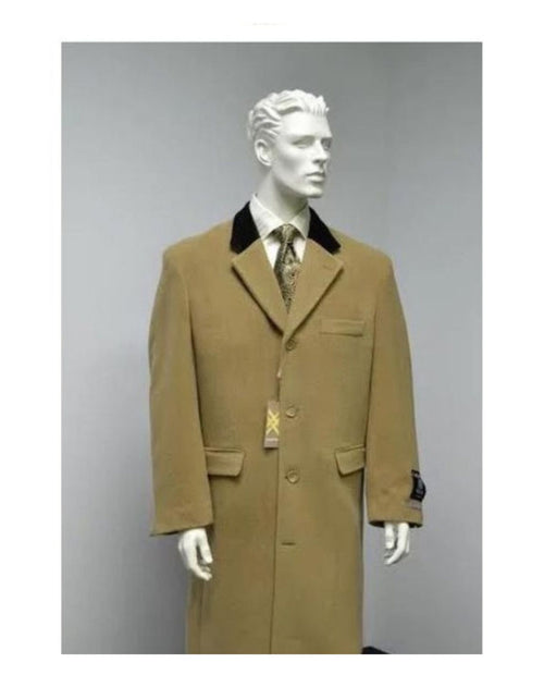 Chesterfield Wool & Cashmere Full Length Velvet Collar Beige