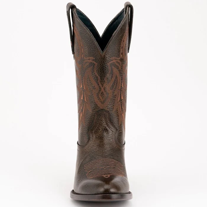 Ferinni Boot - Mens Dress Cowboy Boot - Ferrini Men's Remington Leather Round Toe Boots Handcrafted Chocolate - 9