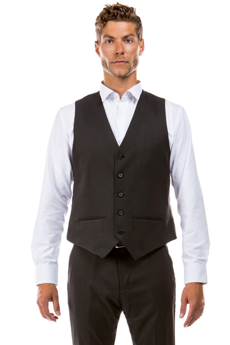 "Designer Wool Vest for Men - Charcoal Grey Suit Separate"
